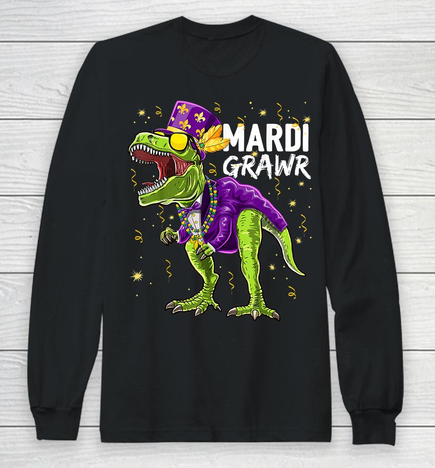 T-Rex Dinosaur Mardi Grawr Long Sleeve T-Shirt