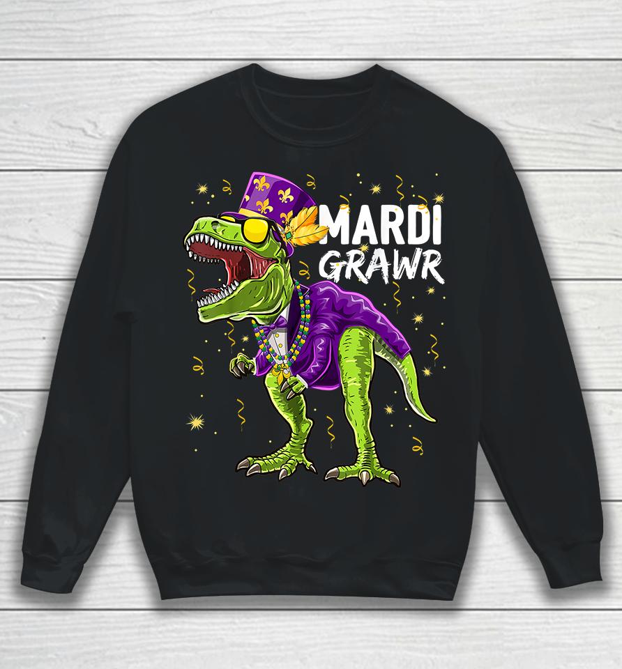 T-Rex Dinosaur Mardi Grawr Sweatshirt