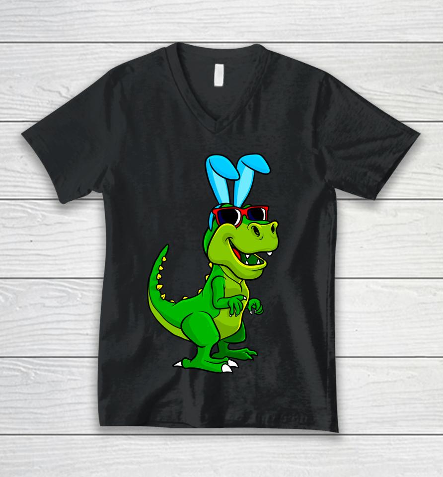 T Rex Easter Bunny Dinosaur Lover Boys Girls Kids Easter Unisex V-Neck T-Shirt