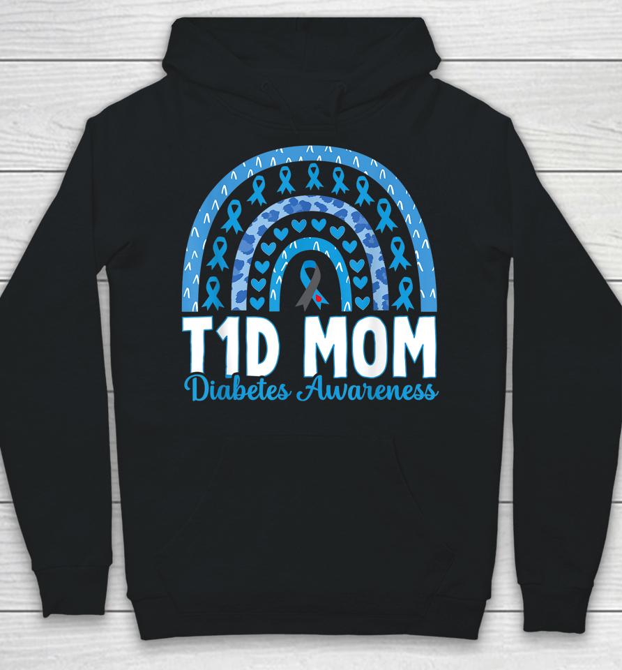 T1D Mom Rainbow Diabetes Awareness November Type 1 Diabetic Hoodie
