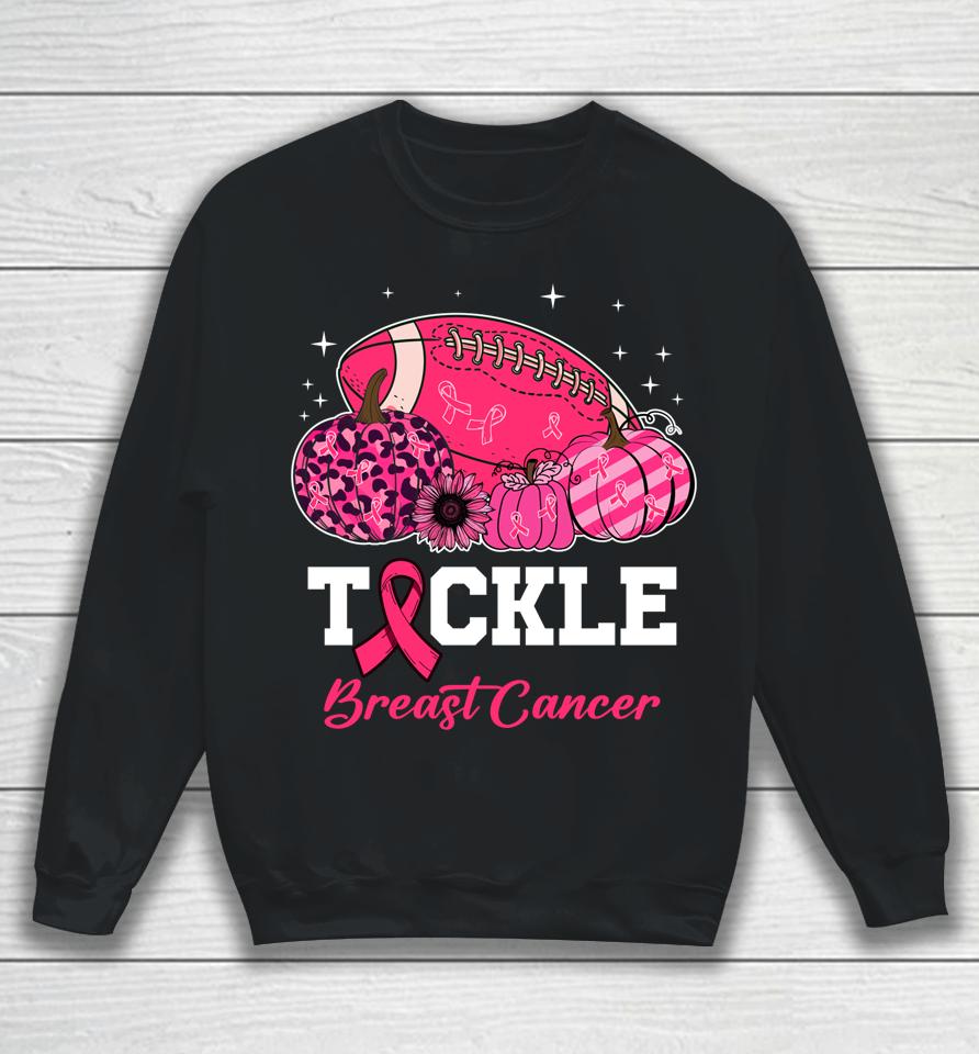 Tackle Breast Cancer Awareness Football Pink Ribbon Pumpkin Sweatshirt