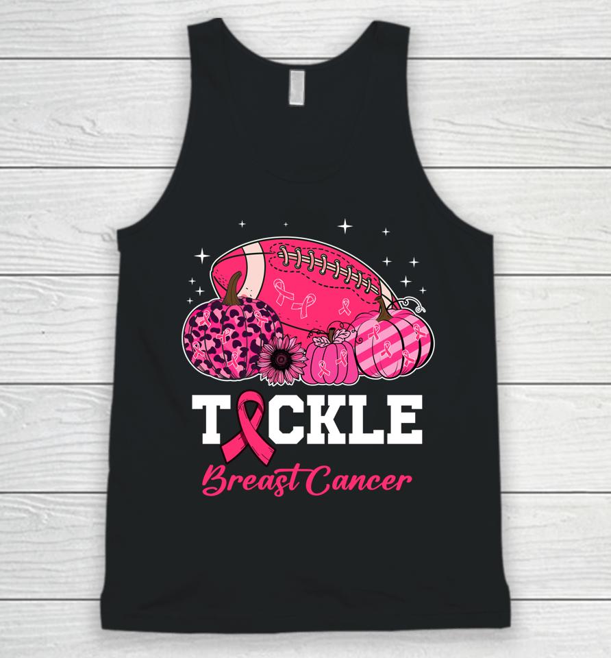Tackle Breast Cancer Awareness Football Pink Ribbon Pumpkin Unisex Tank Top