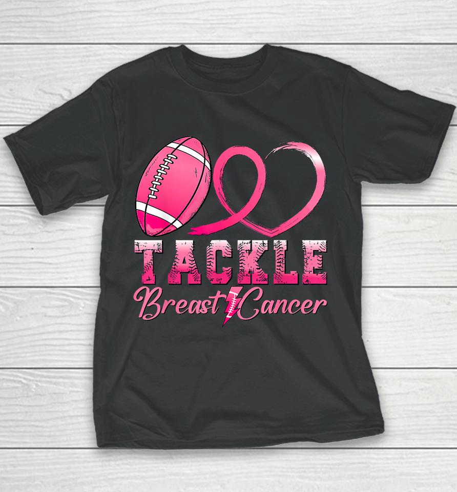 Tackle Breast Cancer Awareness Football Pink Ribbon Youth T-Shirt