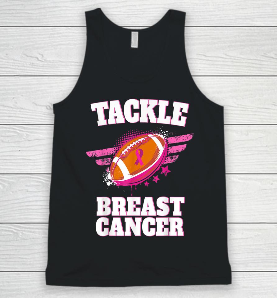 Tackle Breast Cancer Awareness Football Pink Ribbon Unisex Tank Top