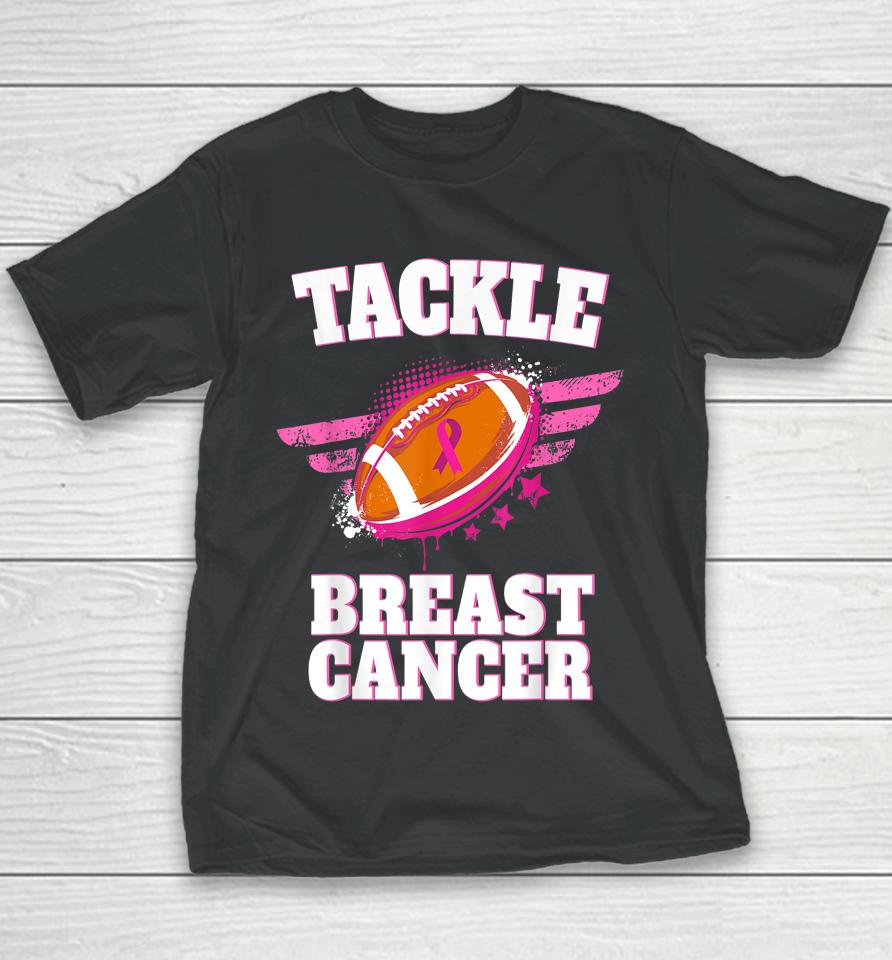 Tackle Breast Cancer Awareness Football Pink Ribbon Youth T-Shirt