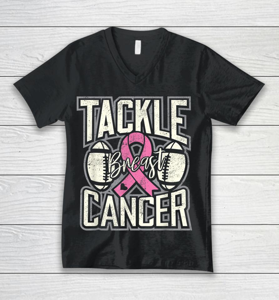 Tackle Breast Cancer Awareness Football Unisex V-Neck T-Shirt