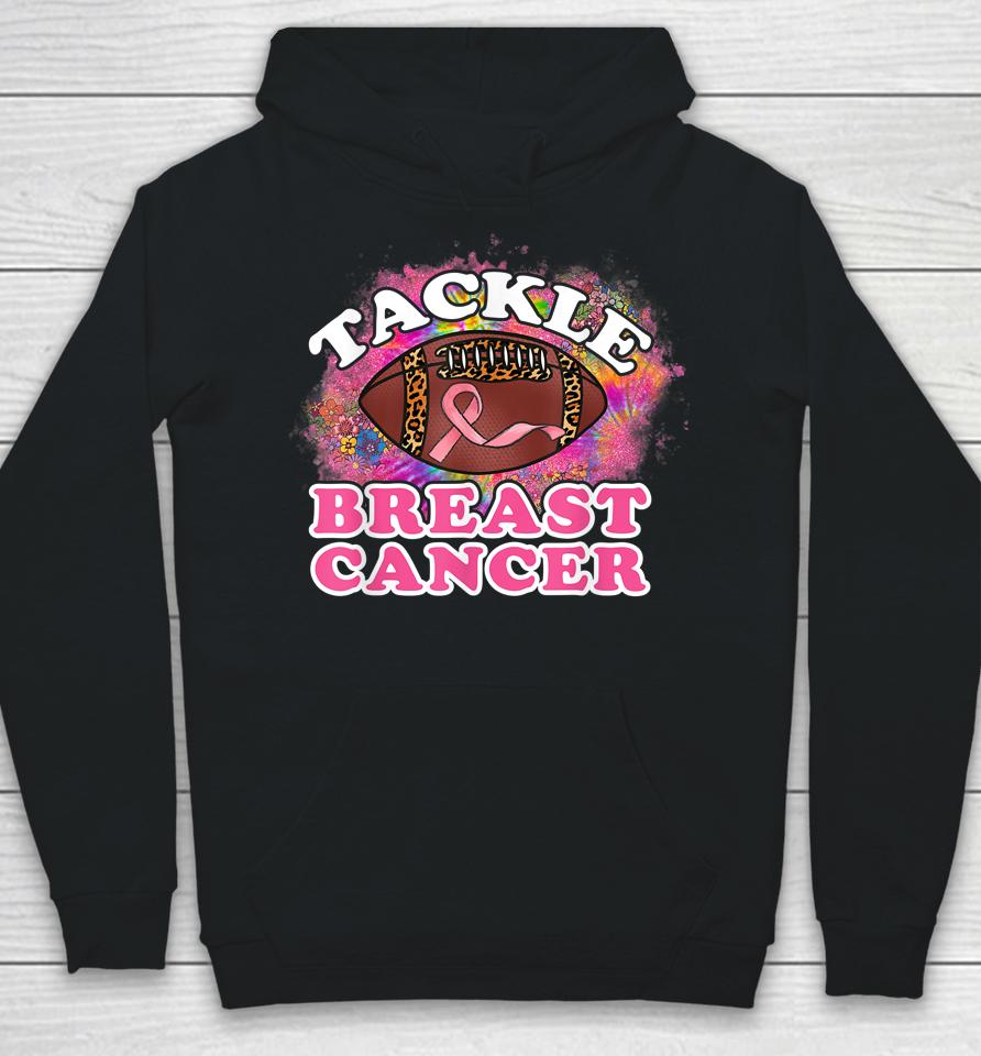 Tackle Breast Cancer Awareness Leopard Football Pink Ribbon Hoodie