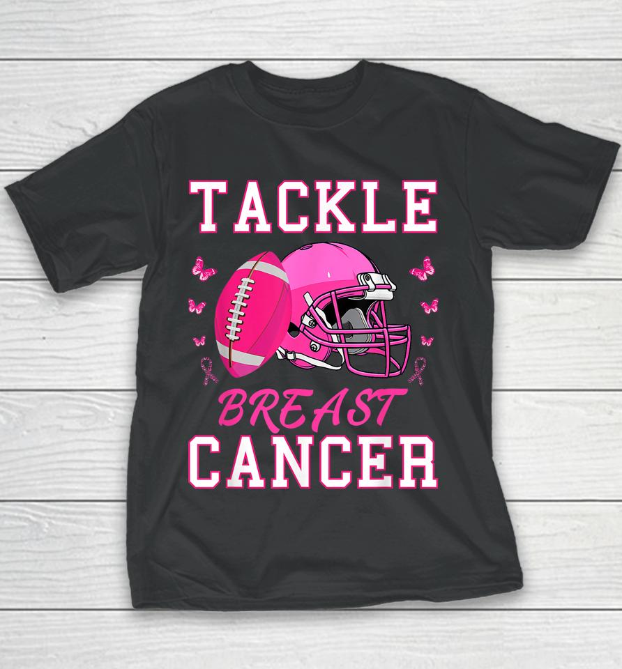 Tackle Breast Cancer Awareness Pink Ribbon Football Youth T-Shirt