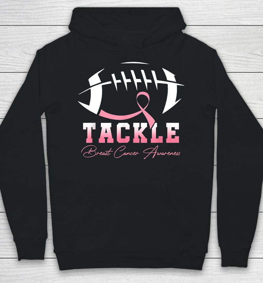 Tackle Breast Cancer Awareness Pink Ribbon Football Hoodie