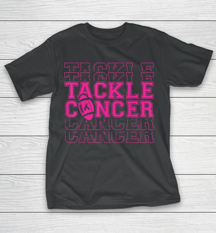 Tackle Football Pink Ribbon Breast Cancer Awareness T-Shirt