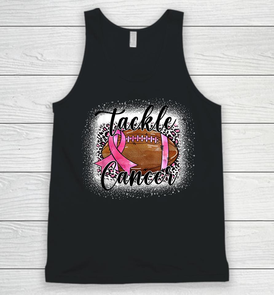 Tackle Football Pink Ribbon Leopard Breast Cancer Awareness Unisex Tank Top
