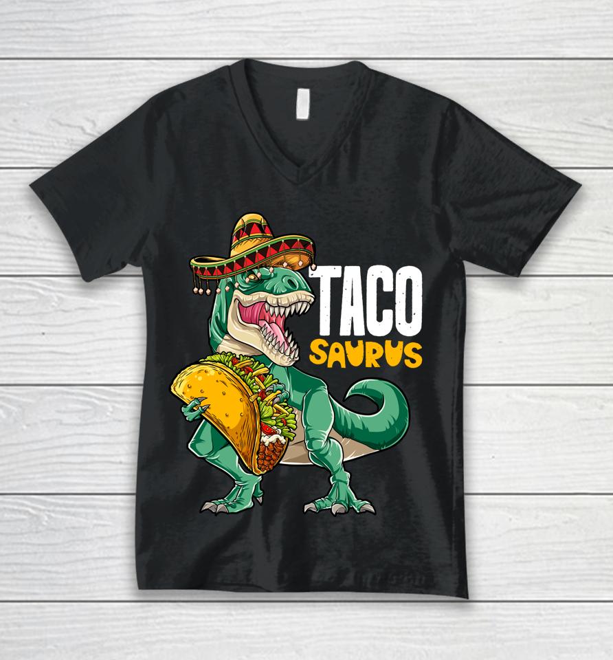 Tacosaurus Dinosaur T Rex Kids Boys Cinco De Mayo Unisex V-Neck T-Shirt