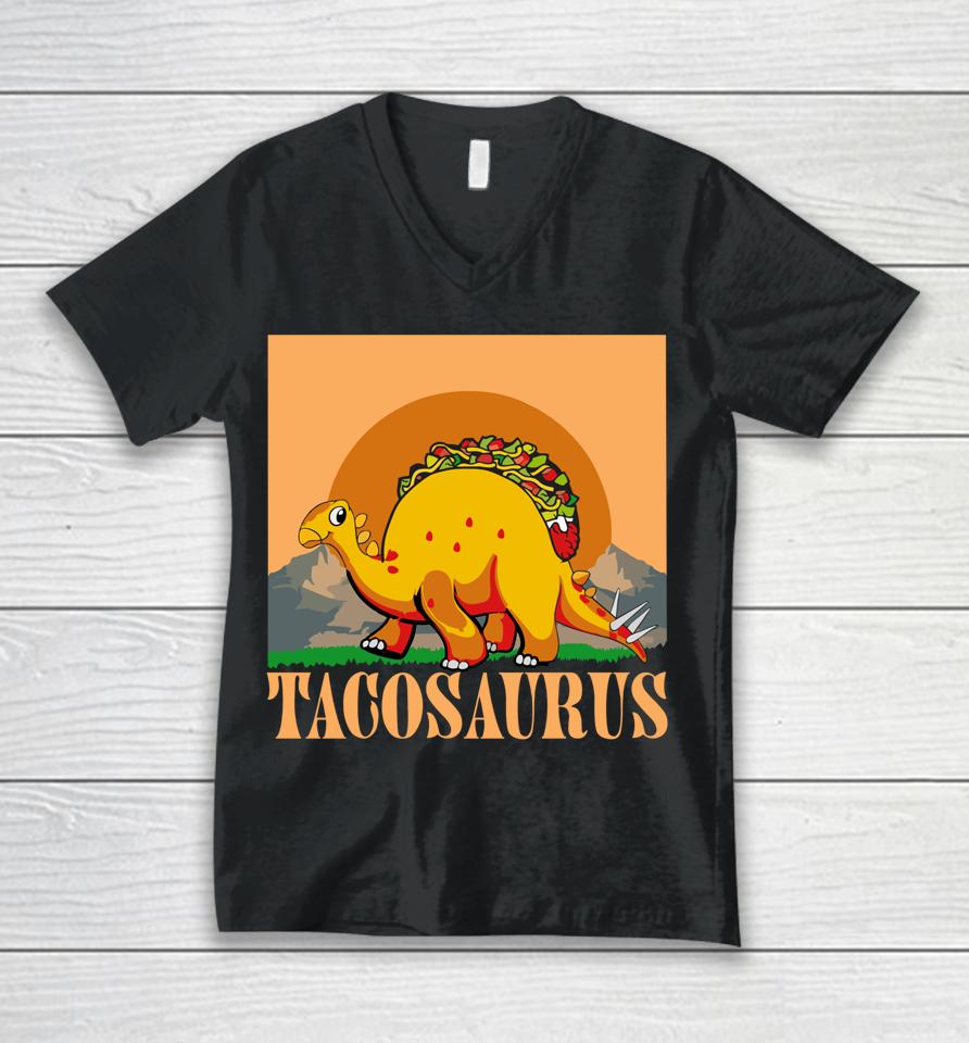 Tacosaurus Dinosaur Tacos Unisex V-Neck T-Shirt