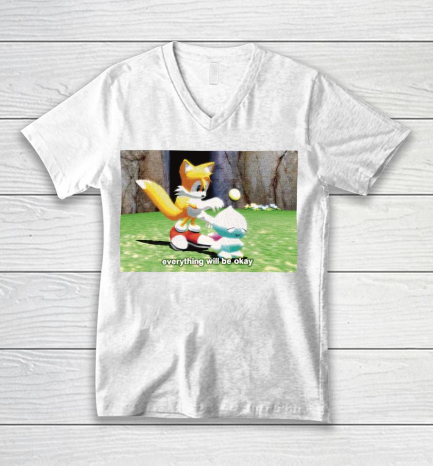 Tails Chao Everything Will Be Okay Unisex V-Neck T-Shirt