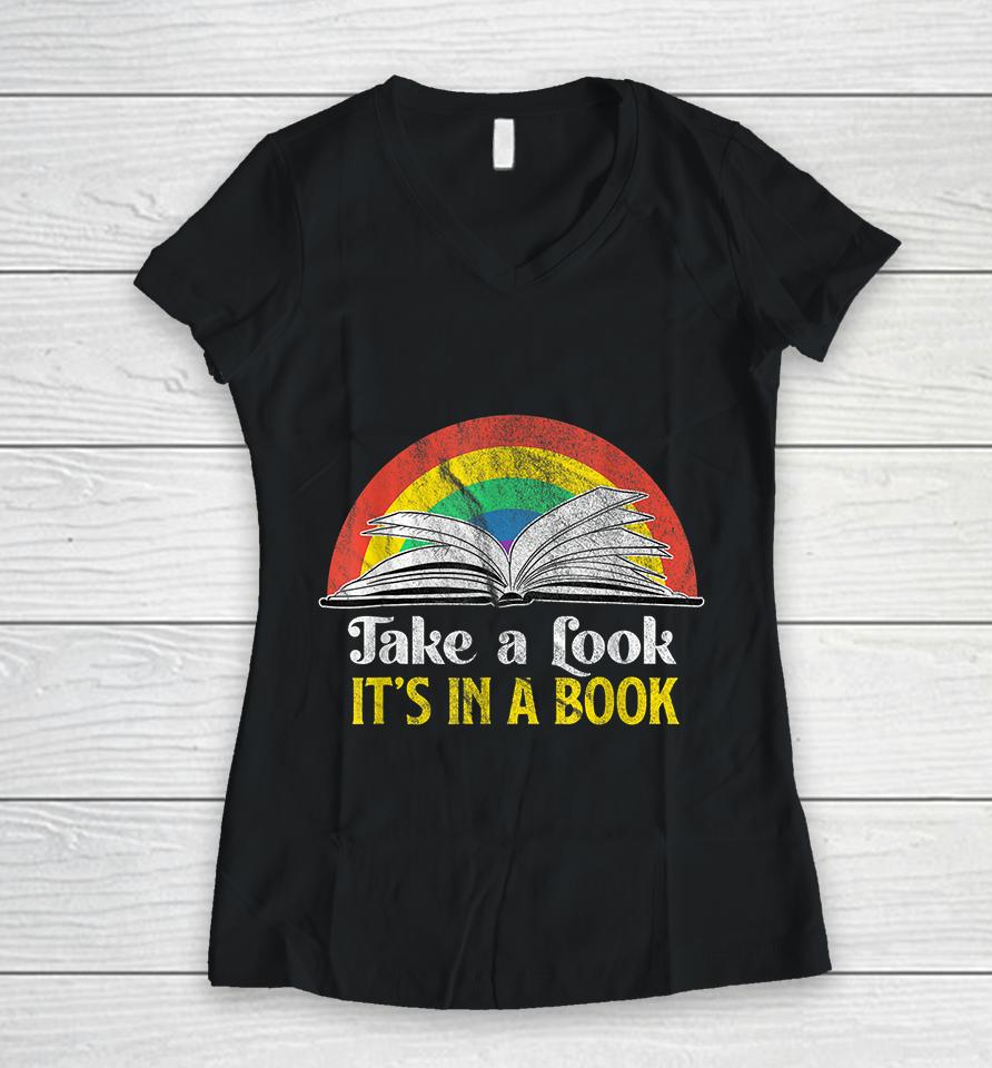 Take A Look It's A Book Retro Women V-Neck T-Shirt