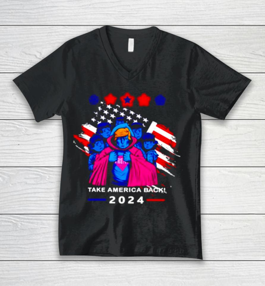 Take America Back 2024 Trump And Childrens Unisex V-Neck T-Shirt
