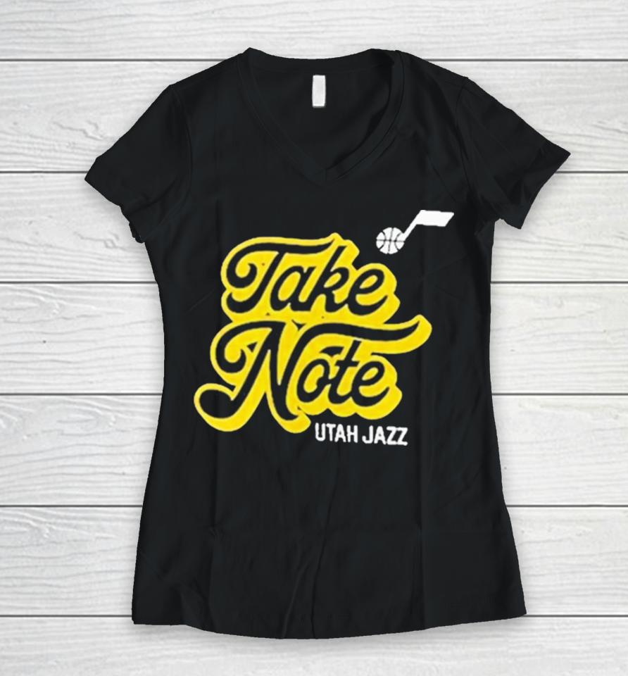 Take Note Utah Jazz Basketball Women V-Neck T-Shirt