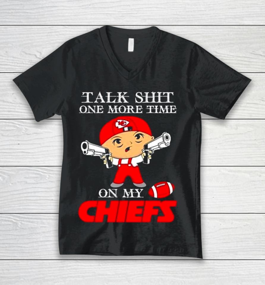 Talk Shit One More Time On My Kansas City Chiefs Nfl Super Bowl 2024 Unisex V-Neck T-Shirt