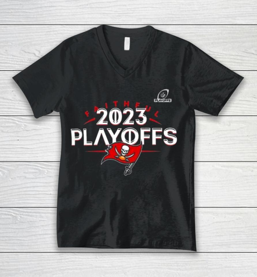 Tampa Bay Buccaneers 2023 Nfl Playoffs Faithful Unisex V-Neck T-Shirt