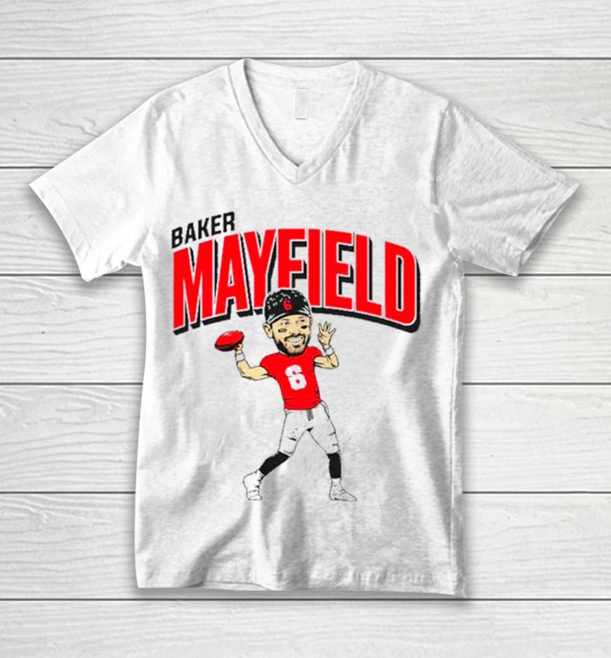 Tampa Bay Buccaneers Baker Mayfield Caricature Unisex V-Neck T-Shirt