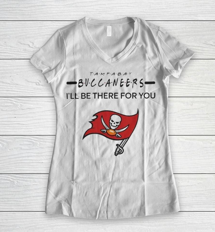 Tampa Bay Buccaneers Nfl I’ll Be There For You Logo Women V-Neck T-Shirt