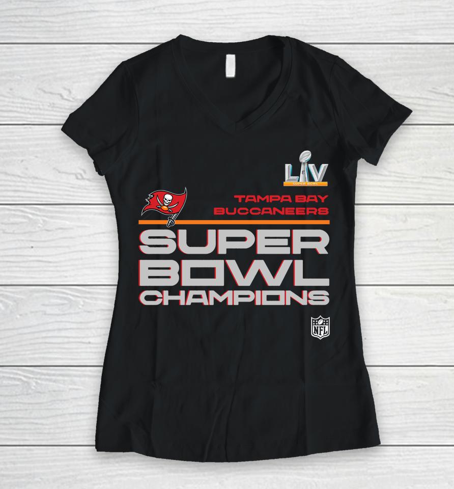 Tampa Bay Buccaneers Nfl Super Bowl Lv Champions Locker Room Women V-Neck T-Shirt