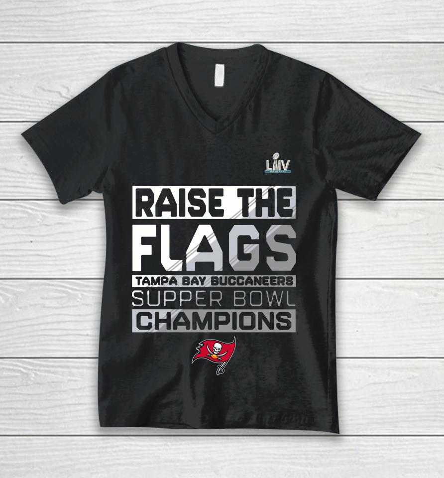 Tampa Bay Buccaneers Red Super Bowl Lv Champions Parade Celebration Unisex V-Neck T-Shirt