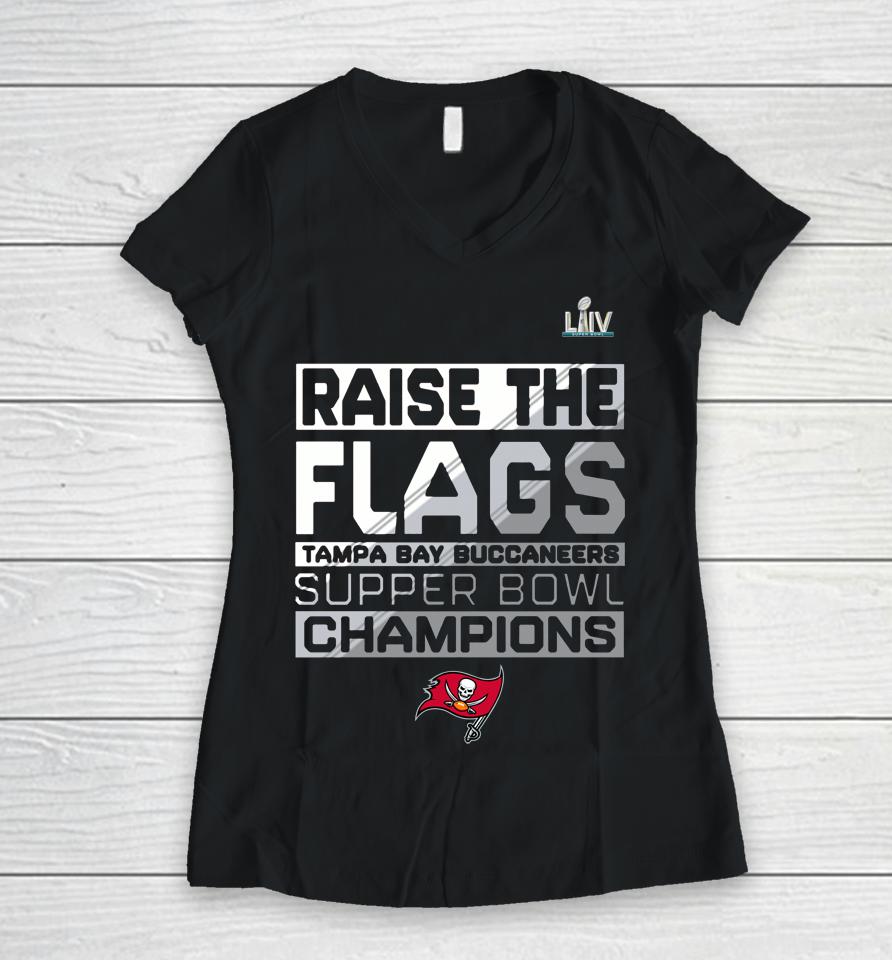 Tampa Bay Buccaneers Red Super Bowl Lv Champions Parade Celebration Women V-Neck T-Shirt