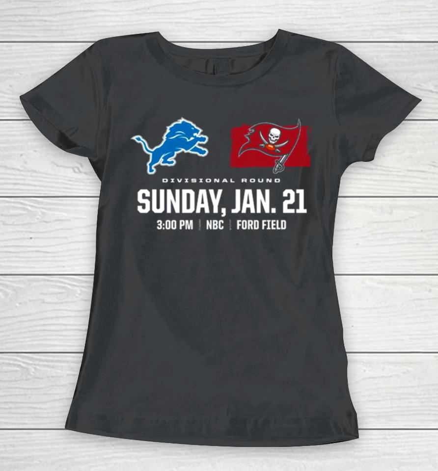 Tampa Bay Buccaneers Vs Detroit Lions 2023 Divisional Nfl Playoffs Women T-Shirt