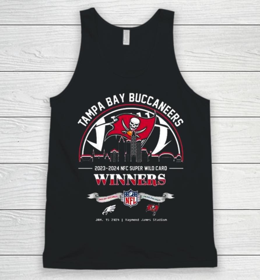 Tampa Bay Buccaneers Winners Season 2023 2024 Nfc Super Wild Card Nfl Divisional Skyline January 15 2024 Raymond James Stadium Unisex Tank Top