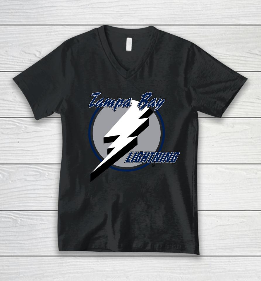 Tampa Bay Lightning Fanatics White Team Primary Logo Graphic Unisex V-Neck T-Shirt