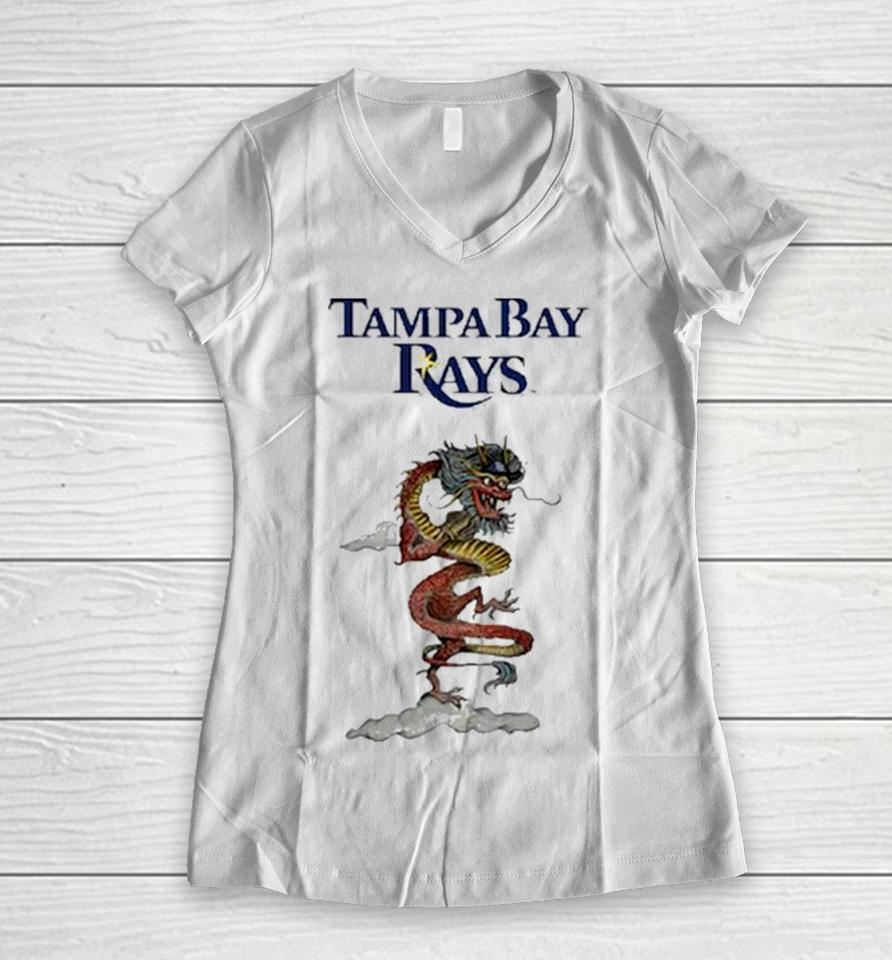 Tampa Bay Rays Tiny Turnip Infant 2024 Year Of The Dragon 3 4 Women V-Neck T-Shirt