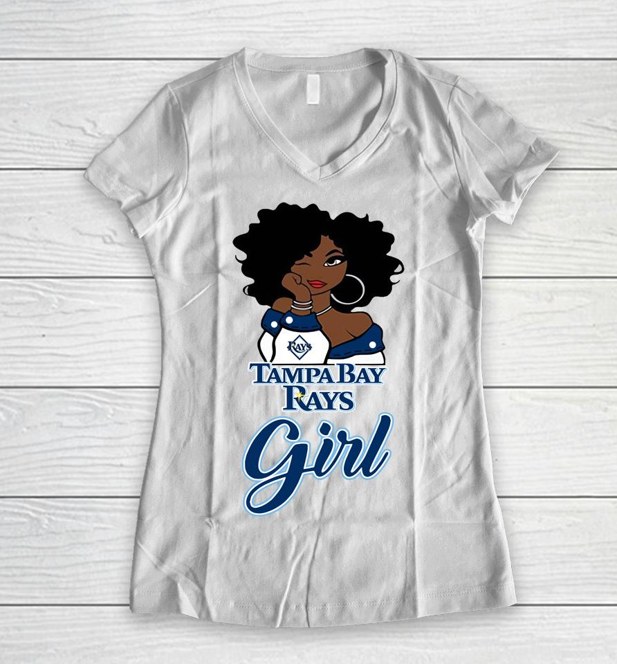 Tampa Bay Rayss Girl Mlb Women V-Neck T-Shirt
