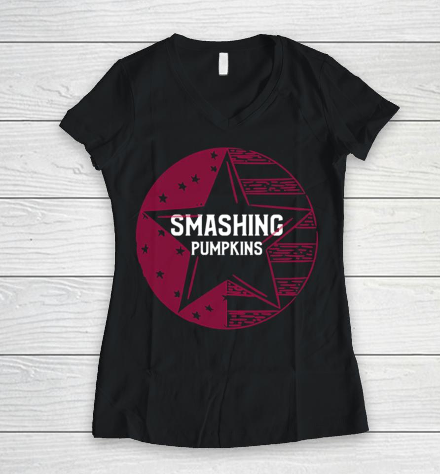 Target Smashing Pumpkins Pink Star Women V-Neck T-Shirt