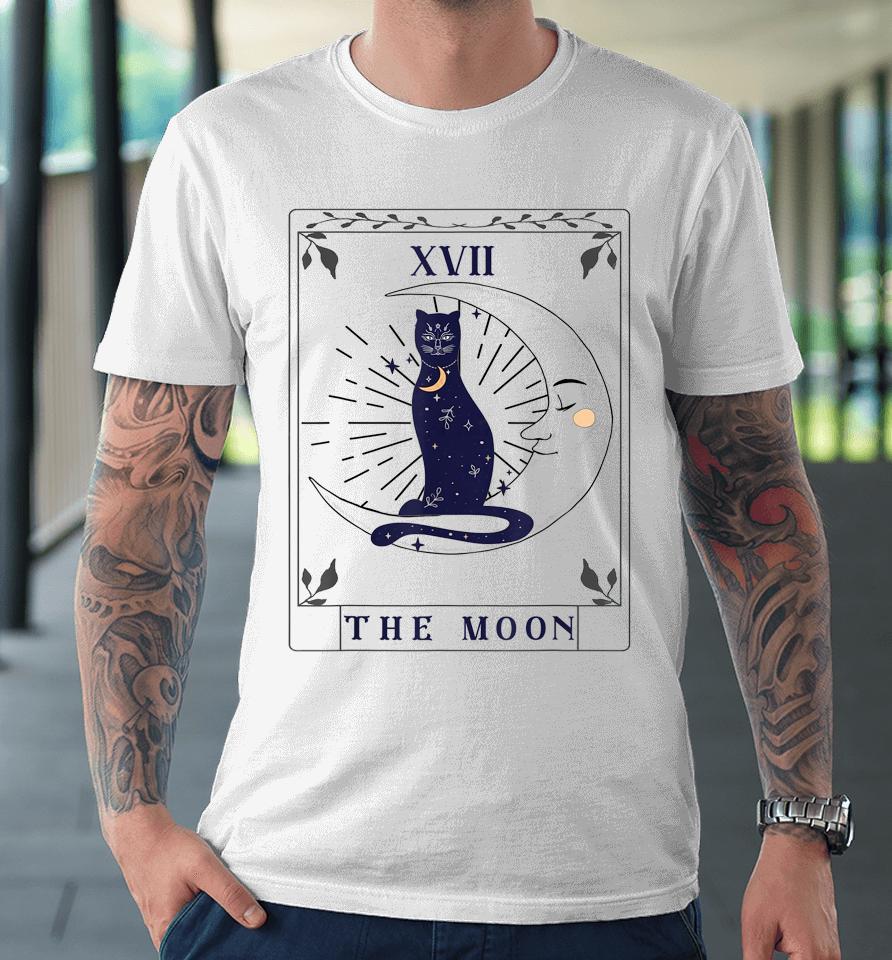 Tarot Card Crescent Moon And Cat Graphic Premium T-Shirt