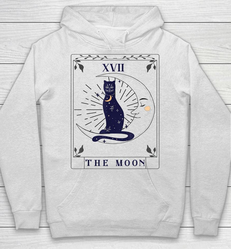Tarot Card Crescent Moon And Cat Graphic Hoodie