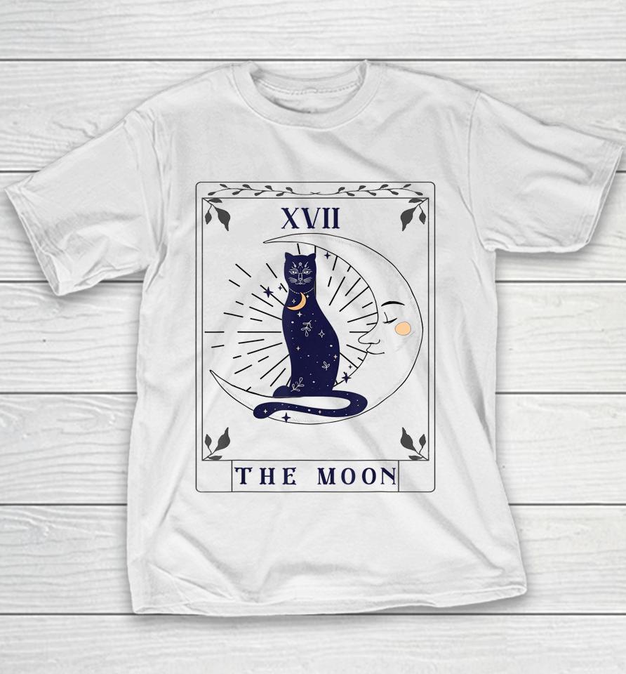 Tarot Card Crescent Moon And Cat Graphic Youth T-Shirt