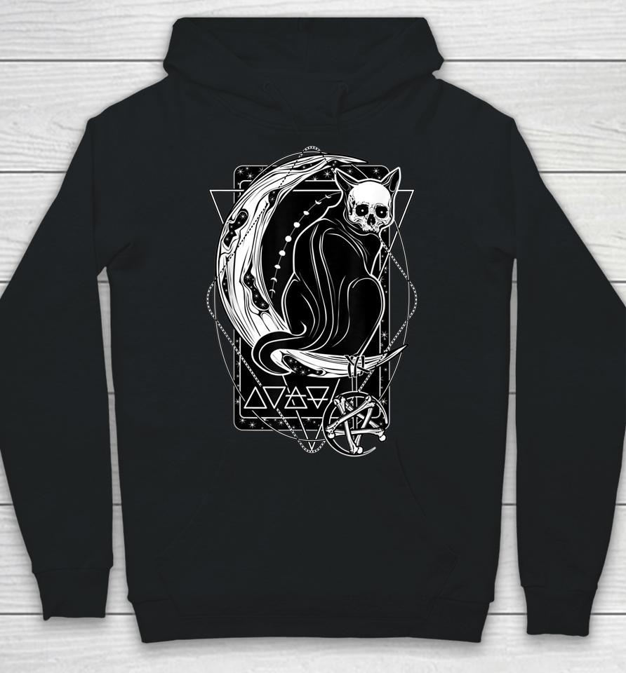 Tarot Card Crescent Moon And Cat Graphic Hoodie