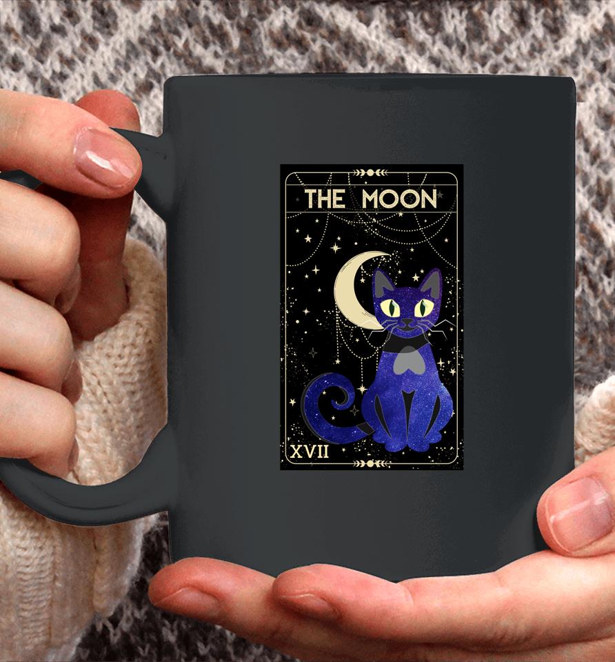 Tarot Card Crescent Moon And Cat Of Moon And Black Cat Coffee Mug