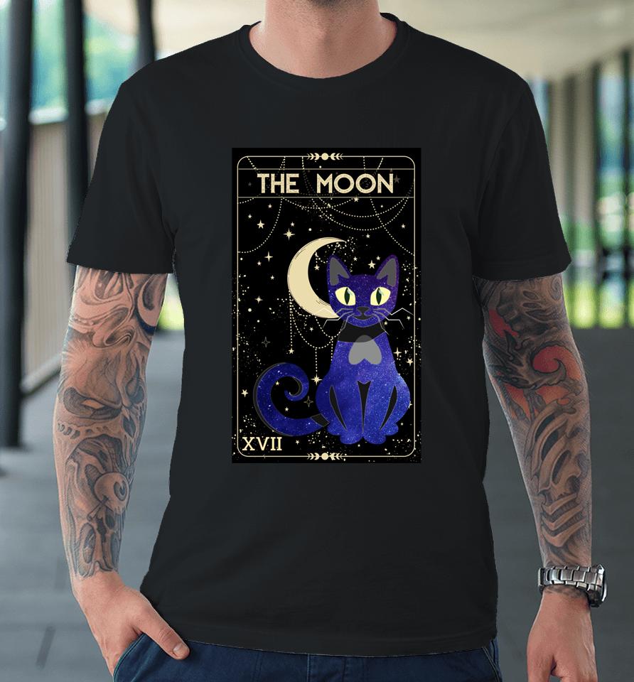 Tarot Card Crescent Moon And Cat Of Moon And Black Cat Premium T-Shirt