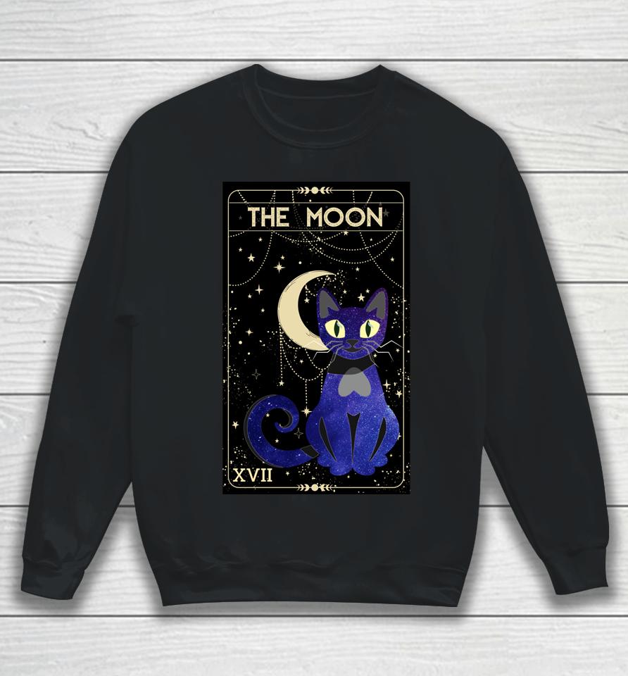 Tarot Card Crescent Moon And Cat Of Moon And Black Cat Sweatshirt