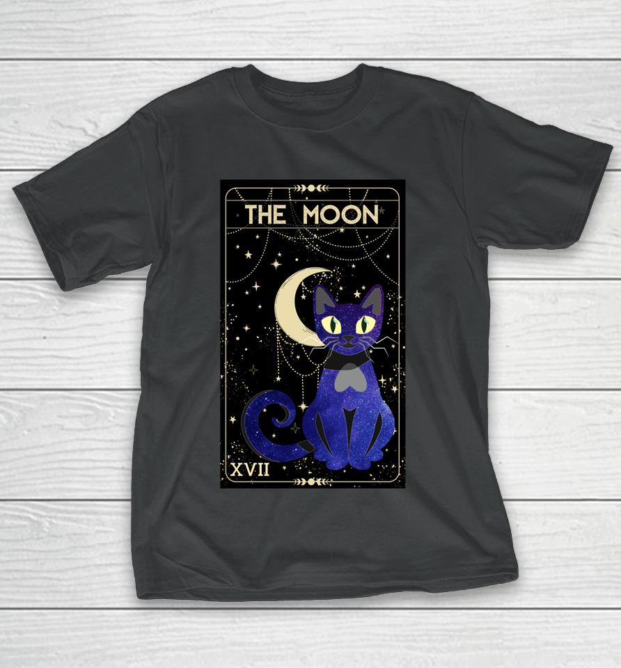 Tarot Card Crescent Moon And Cat Of Moon And Black Cat T-Shirt