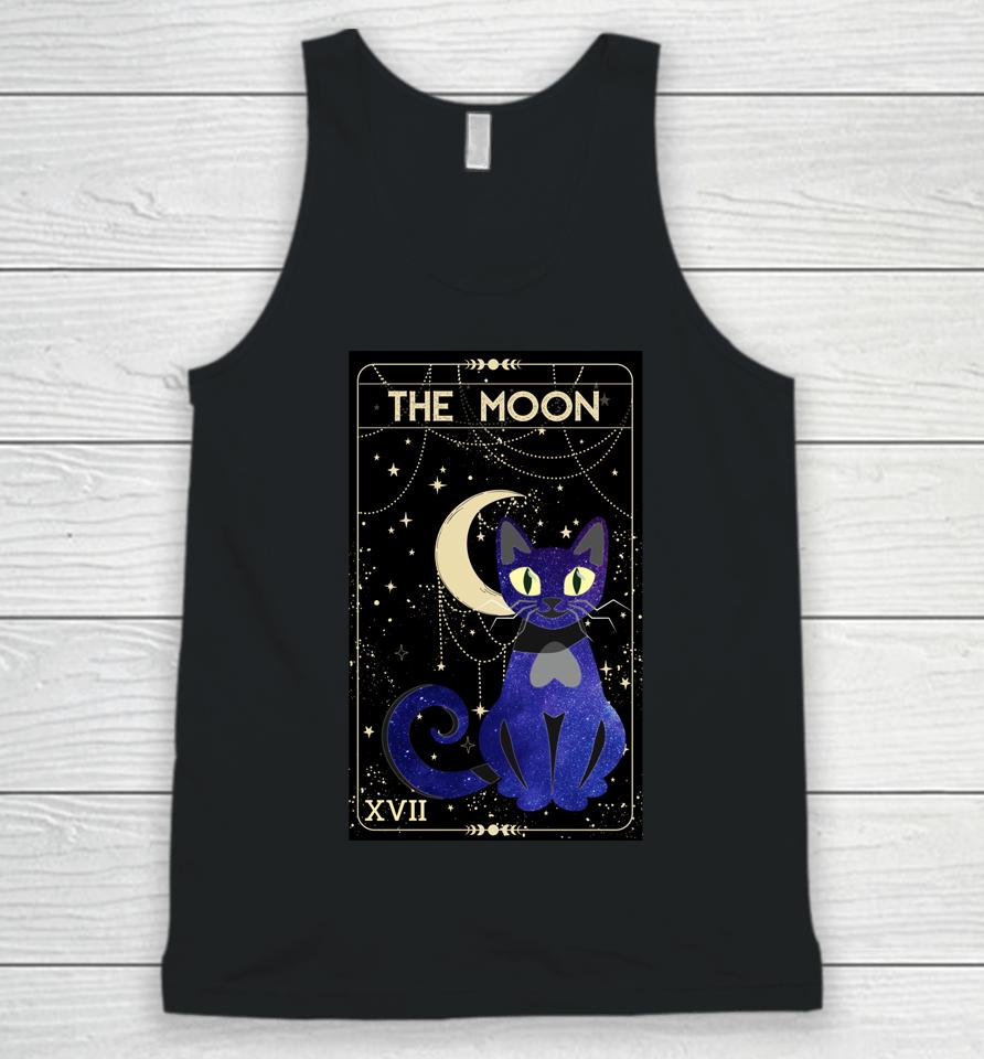 Tarot Card Crescent Moon And Cat Of Moon And Black Cat Unisex Tank Top