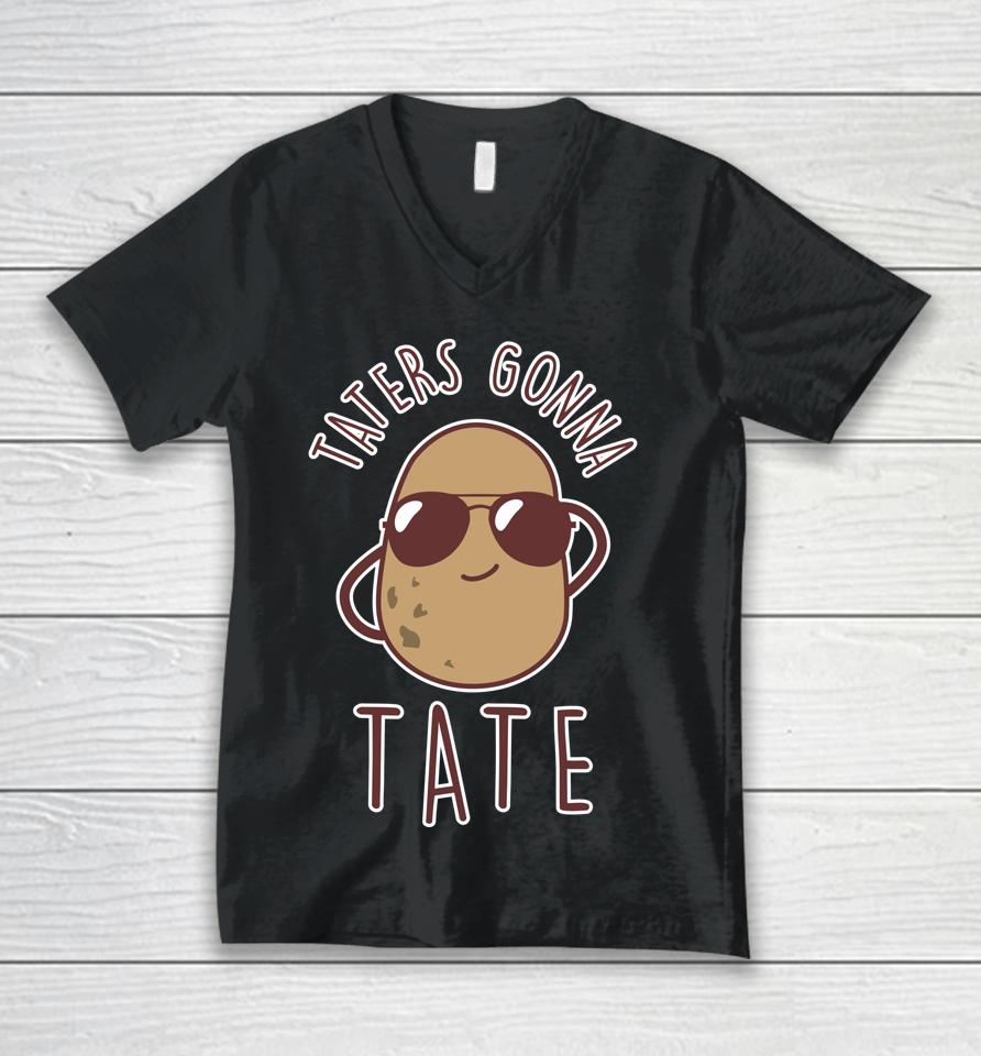 Taters Gonna Tate Funny Potato Tater Tot Foodie Unisex V-Neck T-Shirt