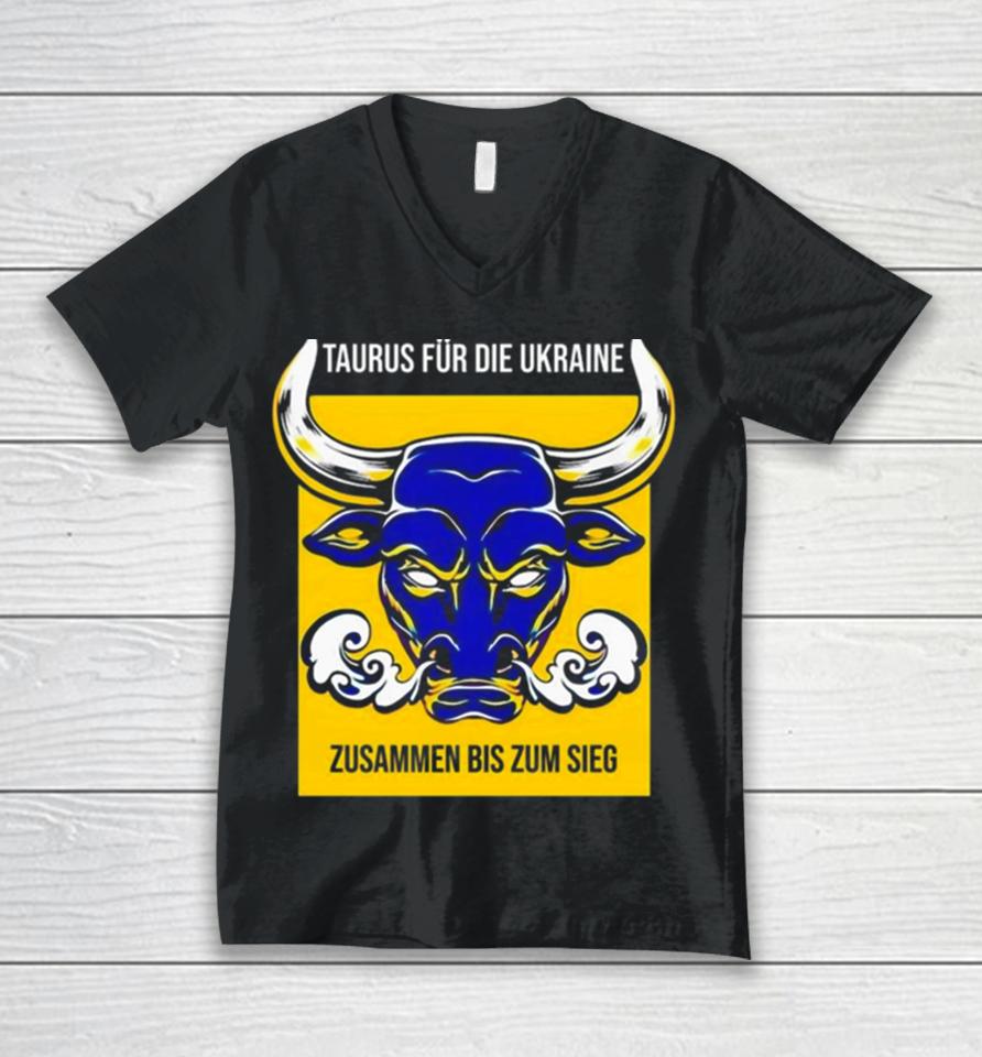 Taurus Für Die Ukraine Zusammen Bis Zum Sieg Unisex V-Neck T-Shirt