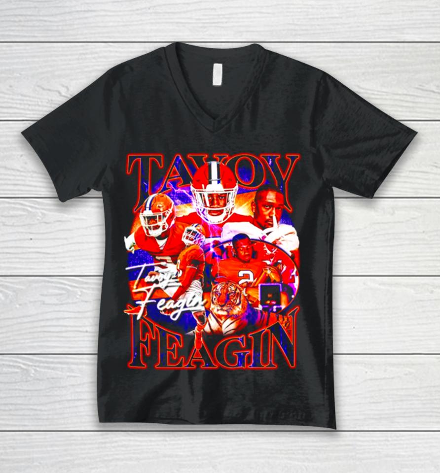 Tavoy Feagin Clemson Tigers Football Graphic Poster Unisex V-Neck T-Shirt