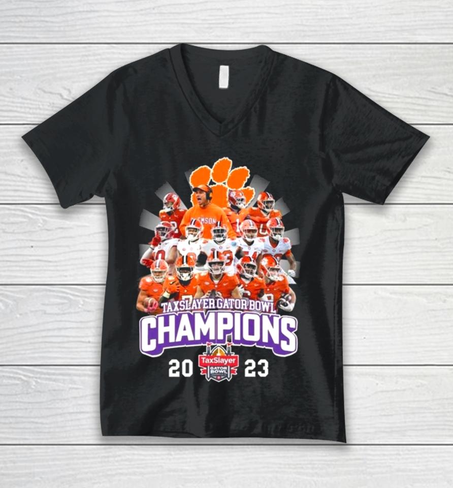 Taxslayer Gator Bowl Champions 2023 Clemson Tigers Unisex V-Neck T-Shirt