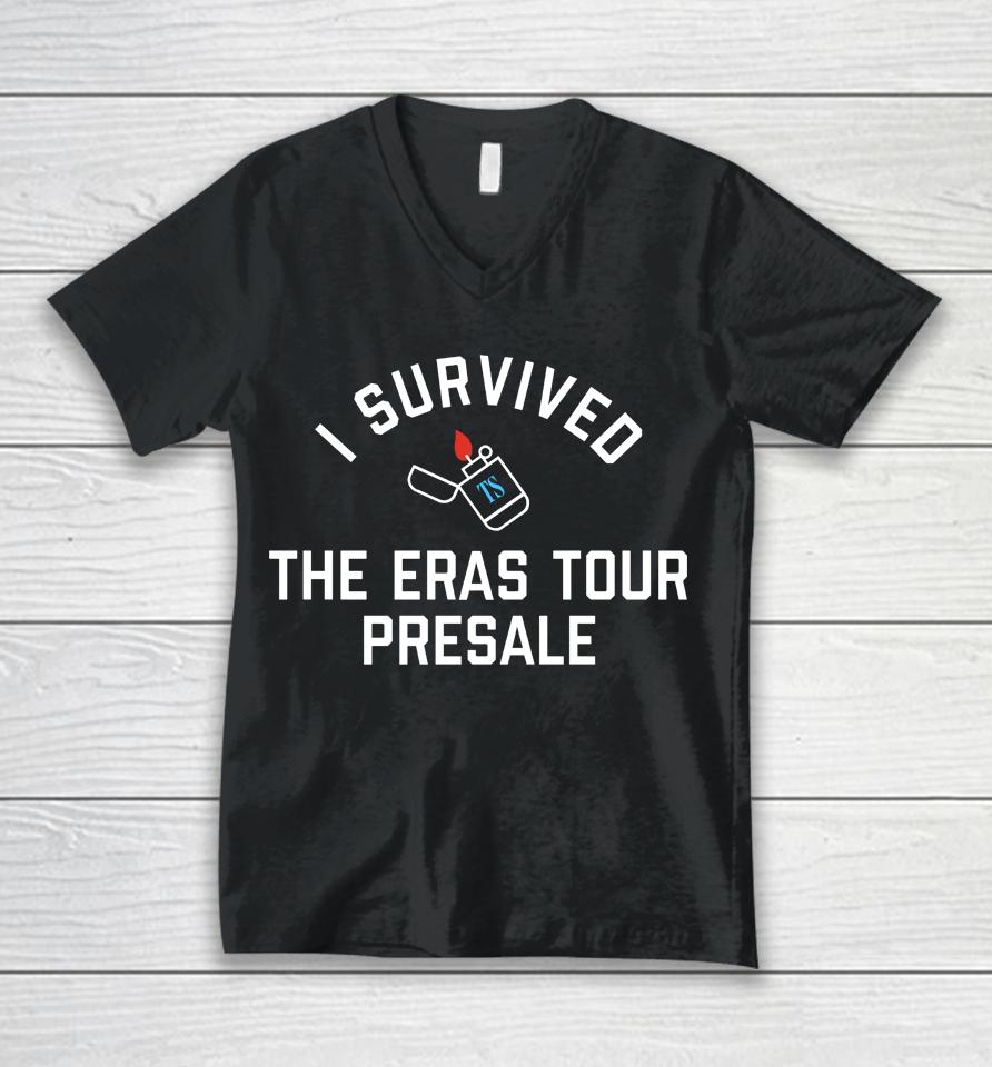 Taylor Swift I Survived The Eras Tour Presale Unisex V-Neck T-Shirt