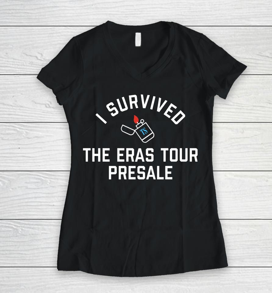 Taylor Swift I Survived The Eras Tour Presale Women V-Neck T-Shirt