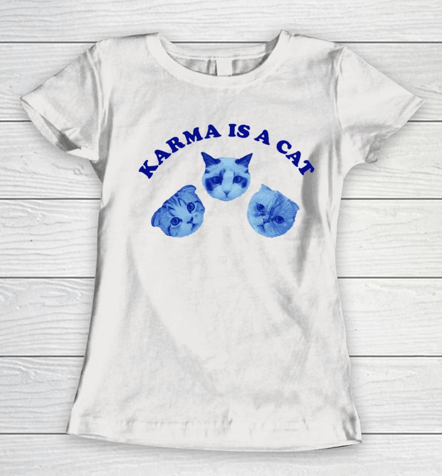 Taylorswift Paigeaiiison Karma Is A Cat Women T-Shirt